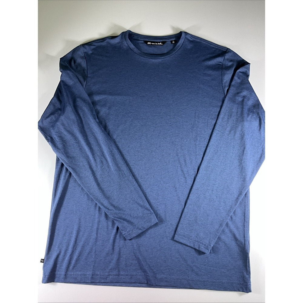 Travis Mathew Shirt Mens XL Long Sleeve Blue Cotton Blend Crew Neck